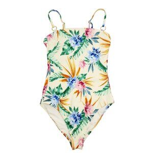 Tropical Floral One-Piece Swimsuit  Adjustable Straps By Shade  Shore Size S